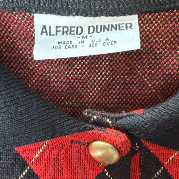 Women’s Vintage Plaid Argyle Sweater Red Black Size M Made in USA Christmas EUC - Picture 4 of 10